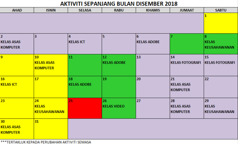 NEW 12 JADUAL AKTIVITI SEMASA DISEMBER 2018