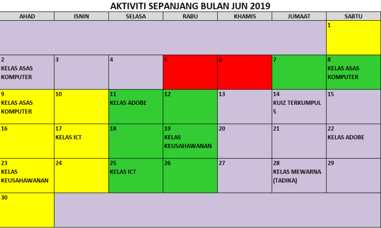 06 JADUAL AKTIVITI SEMASA JUN 2019
