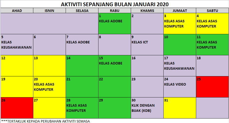 01 JADUAL AKTIVITI SEMASA JANUARI 2020