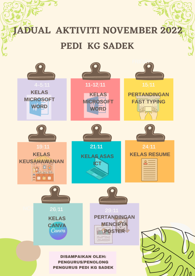 jadual aktiviti november 2022