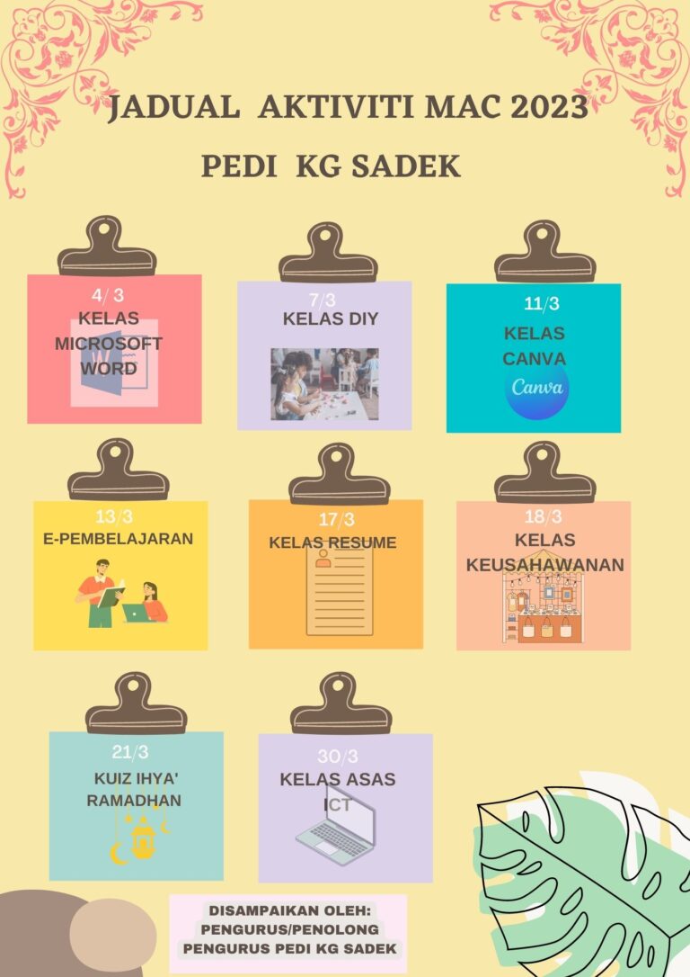 jadual latihan mac 2023