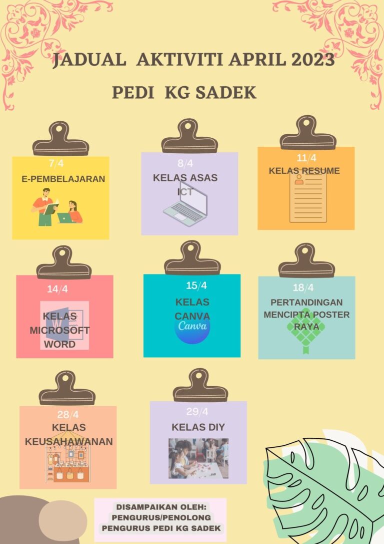 Jadual aktiviti april
