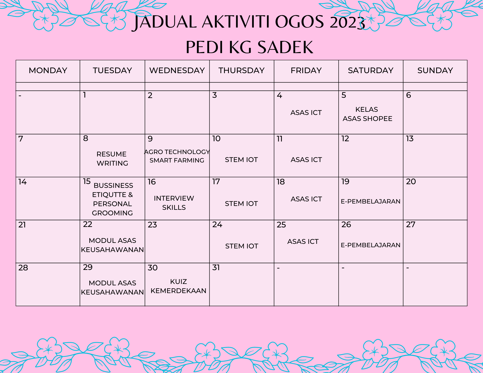 jadual ogos